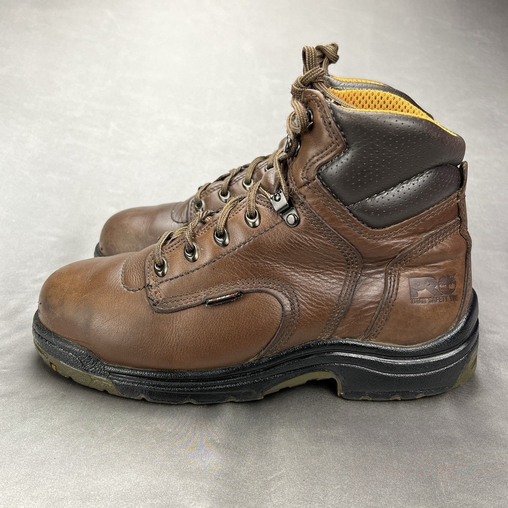 Timberland Pro Brown Leather Steel Toe Work Boots -Mens Size 8 - ASTM F2413-05